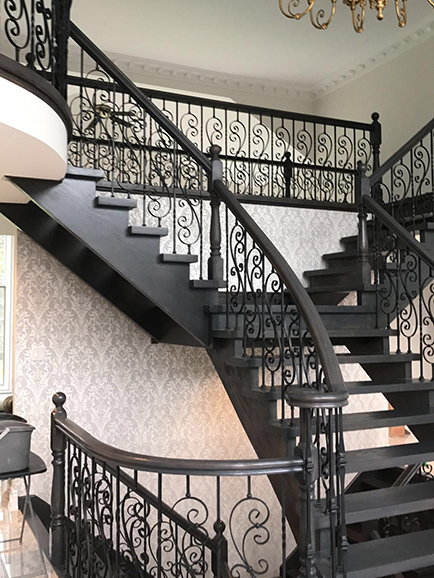 Graphics wallpaper install around staircase